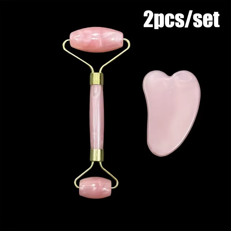 New 2PCS Gua Sha Facial Stone Facial Massager Roller Skin Care Tools Gousha Stone for the Face Roller Gouache Scraper