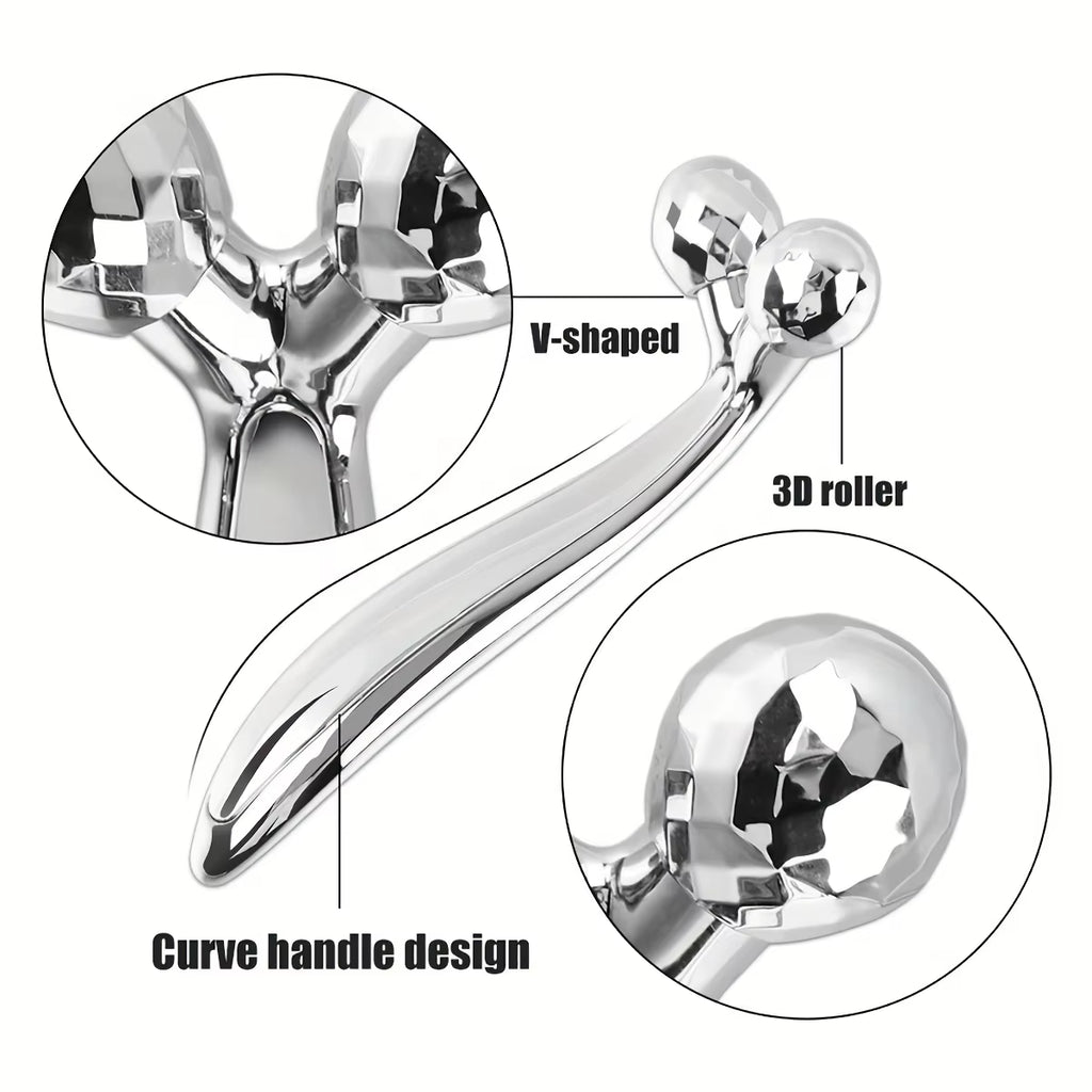 6-Piece Facial Cleansing Tool Set, Including a Stainless Steel Scraping Board, Ice Roller, Cloth Bag, Etc.