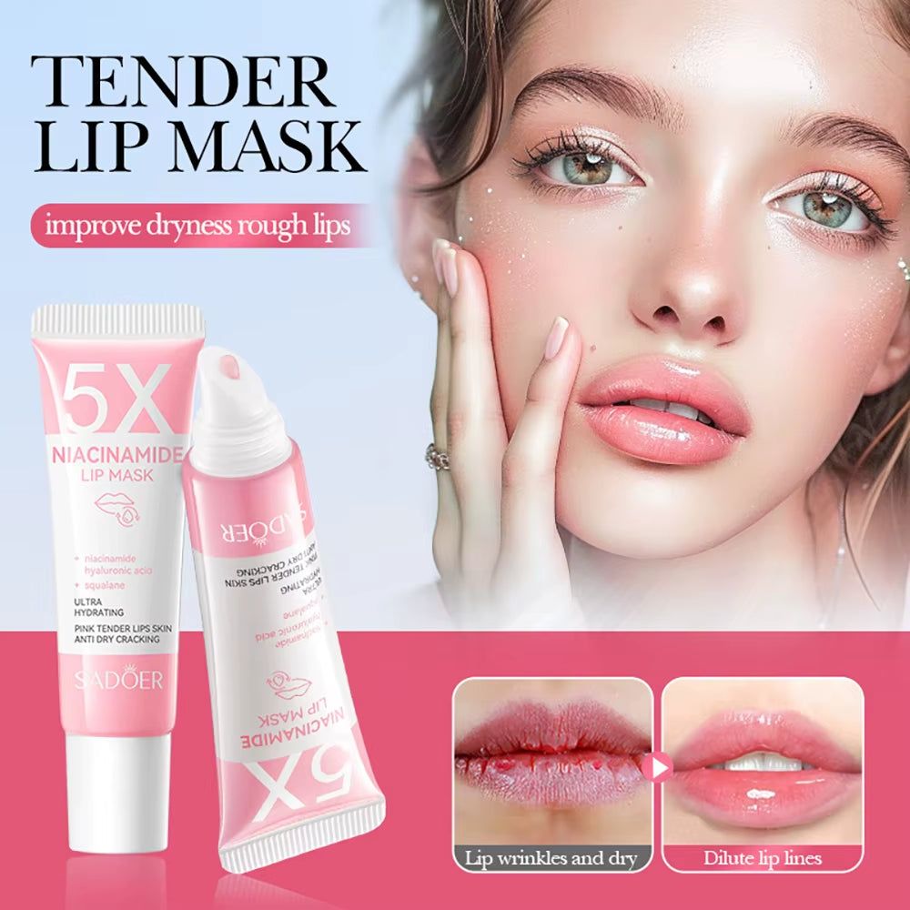 5X Niacinamide Plumping Lip Mask – Intense Hydration & Anti-Dryness for Soft, Pink Lips | Care Chapped Lips Overnig 10G/Pc