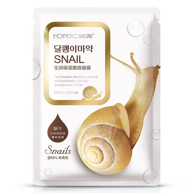 10Pcs Snail Moisturizing Face Mask Replenishment Oil Control Tender Face Sheet Masks Facial Mask Skin Care Korean Cosmetics