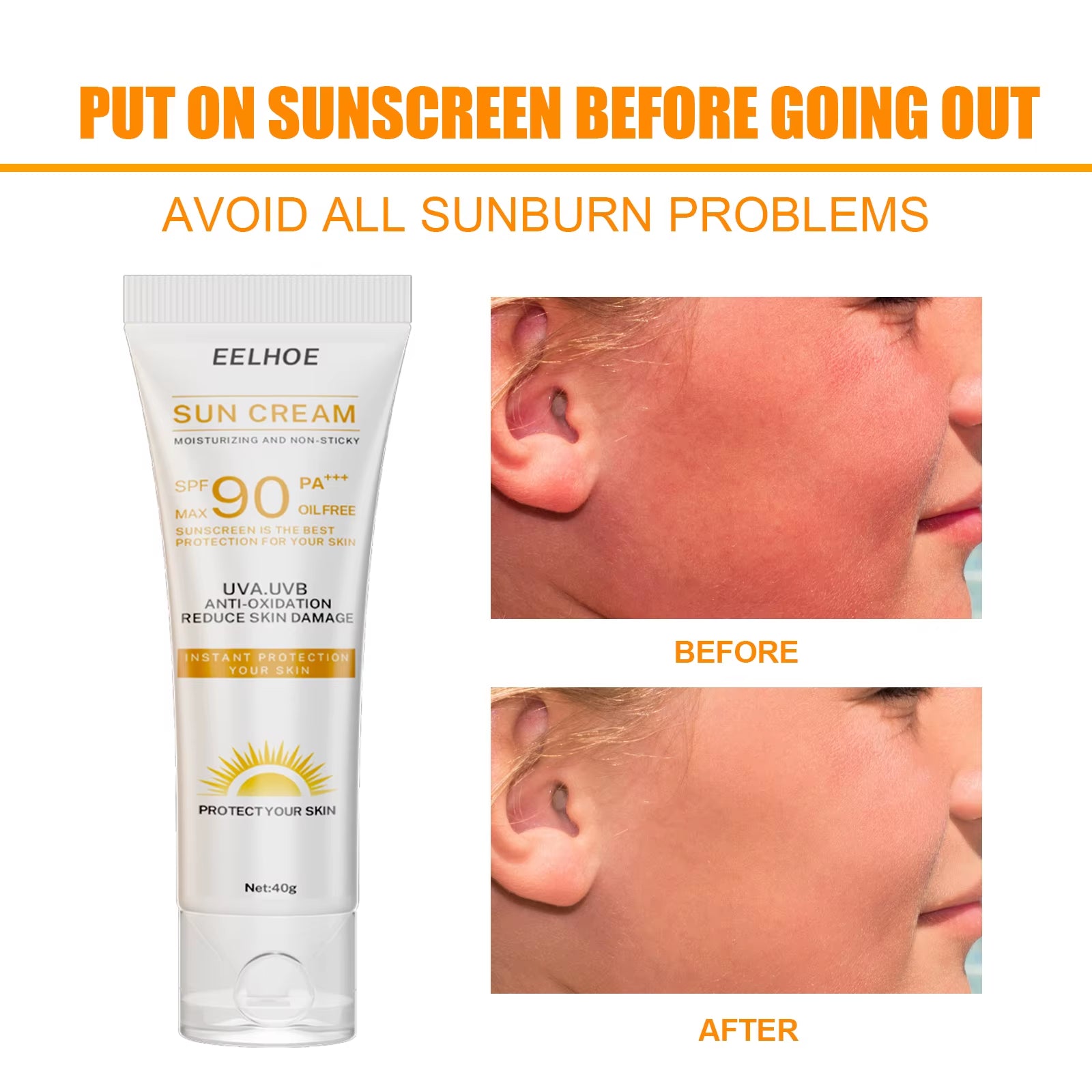 Sunscreen Spf 90 Whitening Sun Cream for Face Body Oil-Control Bleaching Face Moisturizer Sunblock Skin Protective Cream