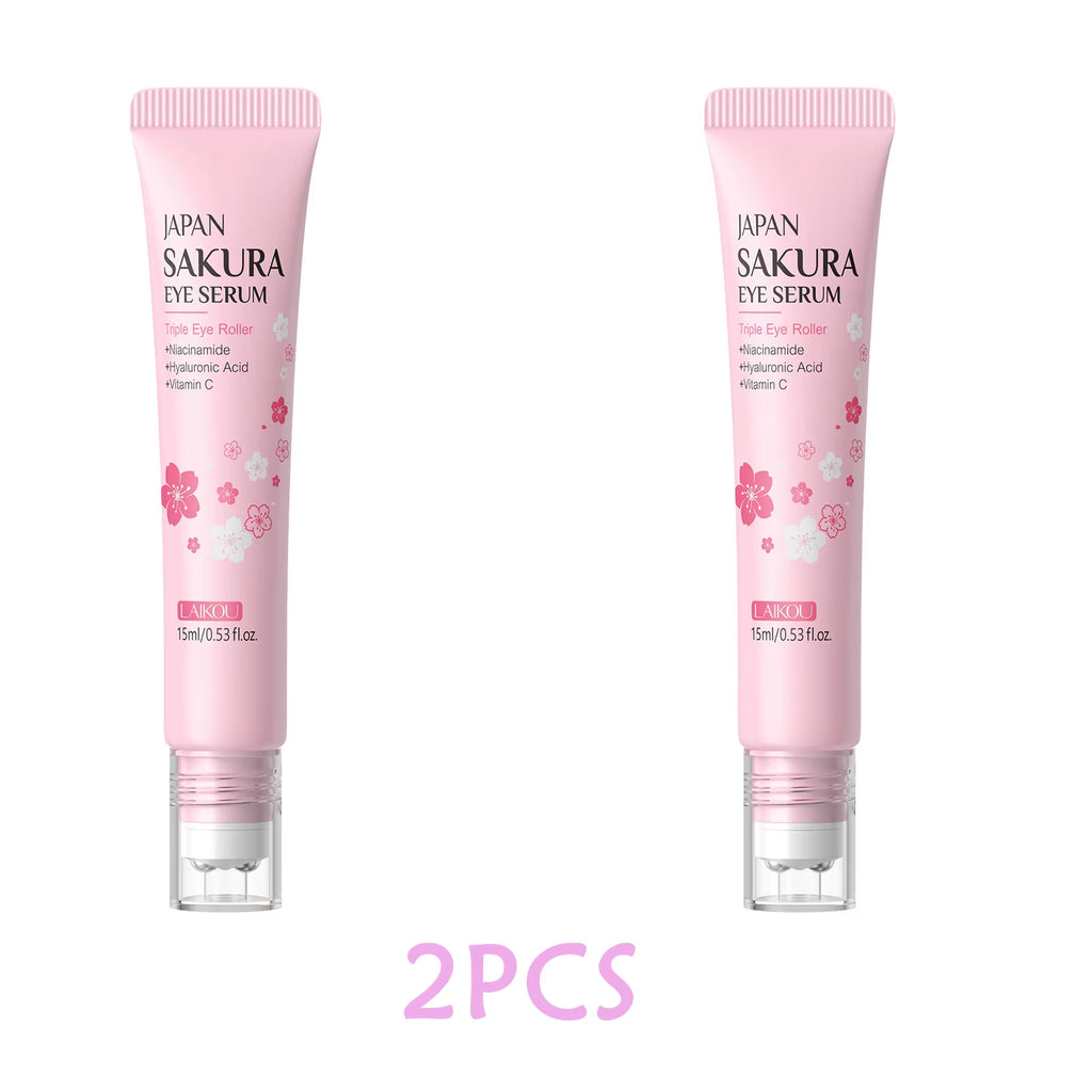 Sakura Anti- Wrinkle Eye Cream with Roller Ball Quick Drying Hydrating Hyaluronic Acid Refreshing Eye Serum 15Ml