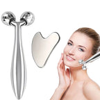 6-Piece Facial Cleansing Tool Set, Including a Stainless Steel Scraping Board, Ice Roller, Cloth Bag, Etc.