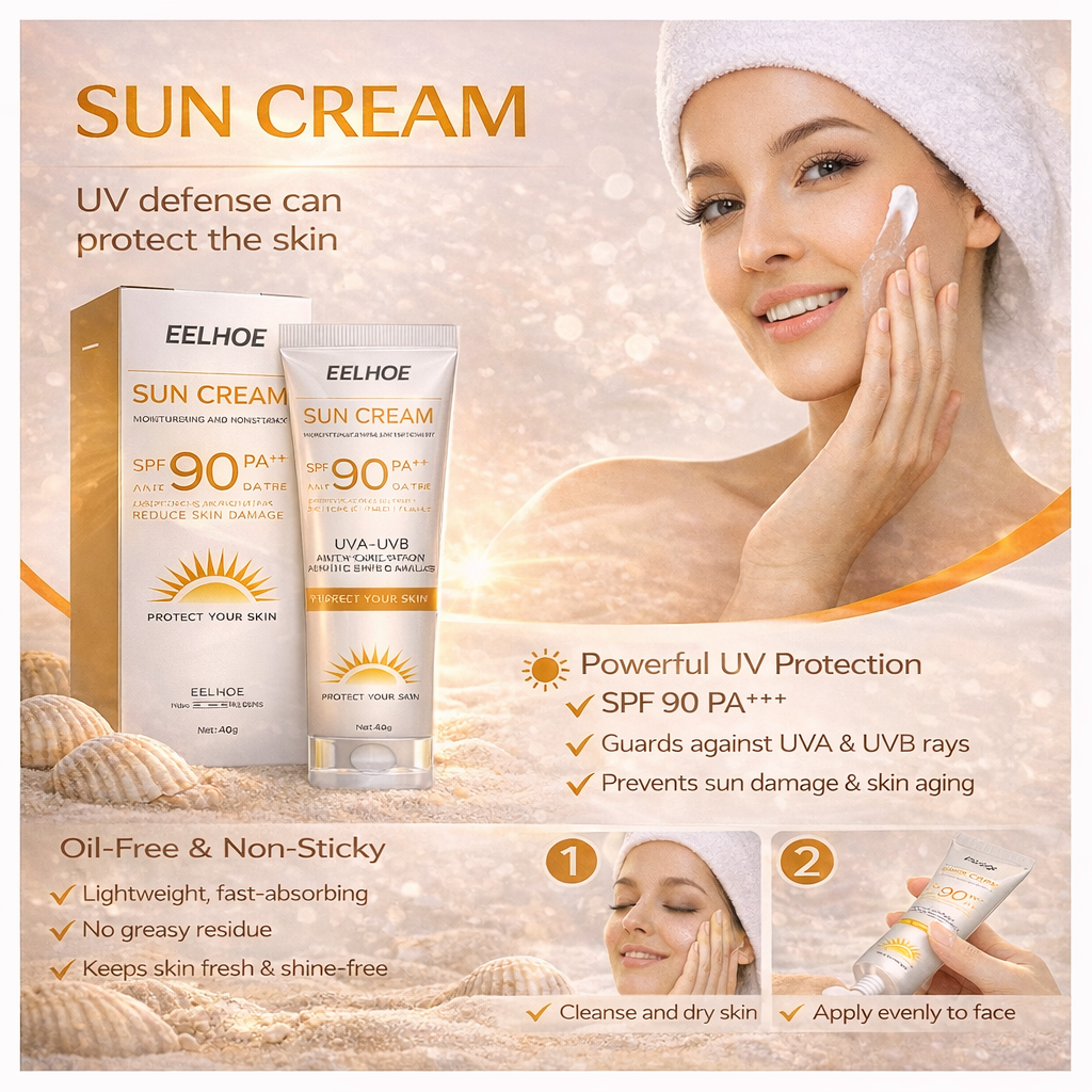 SPF 90 Whitening Sunscreen Cream – Oil Control Sunblock for Face & Body
