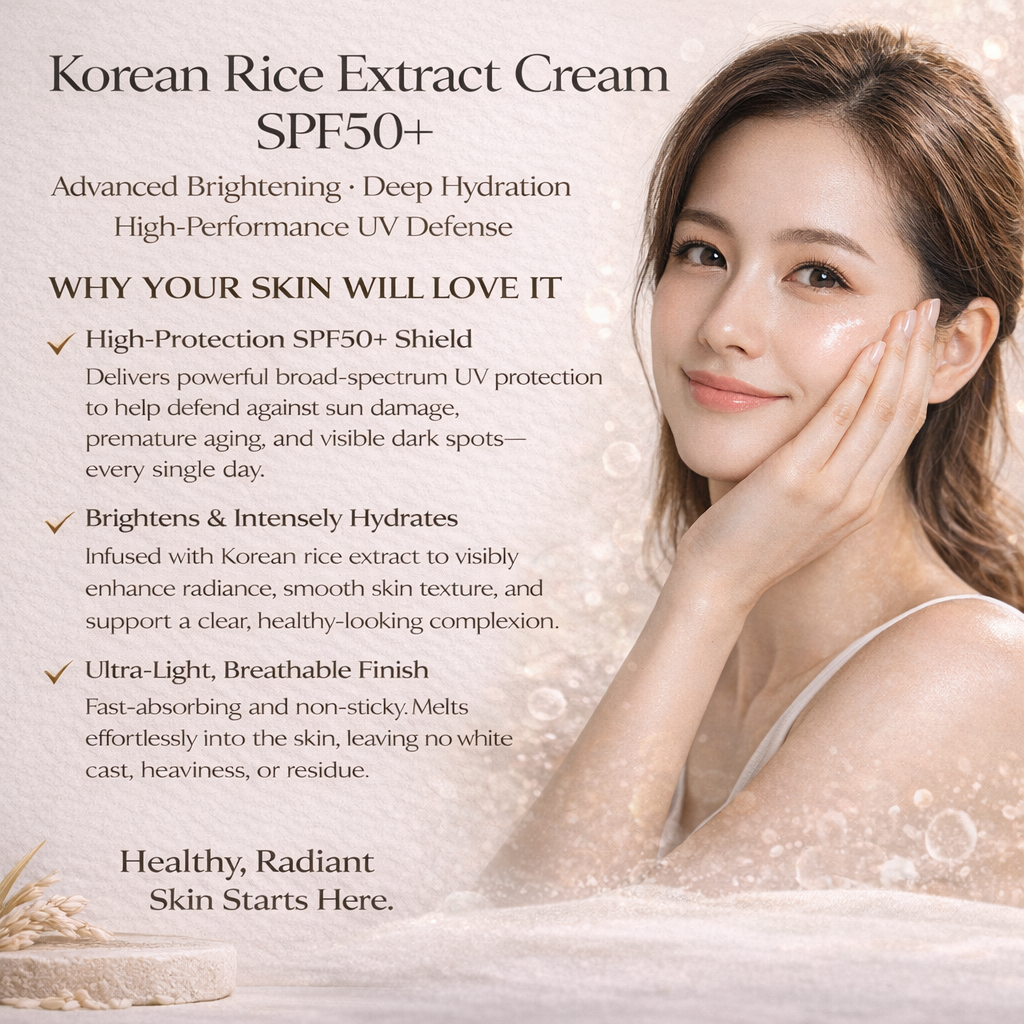 Rice™ SPF50+ Sunscreen Cream – Lightweight Brightening Daily UV Protection