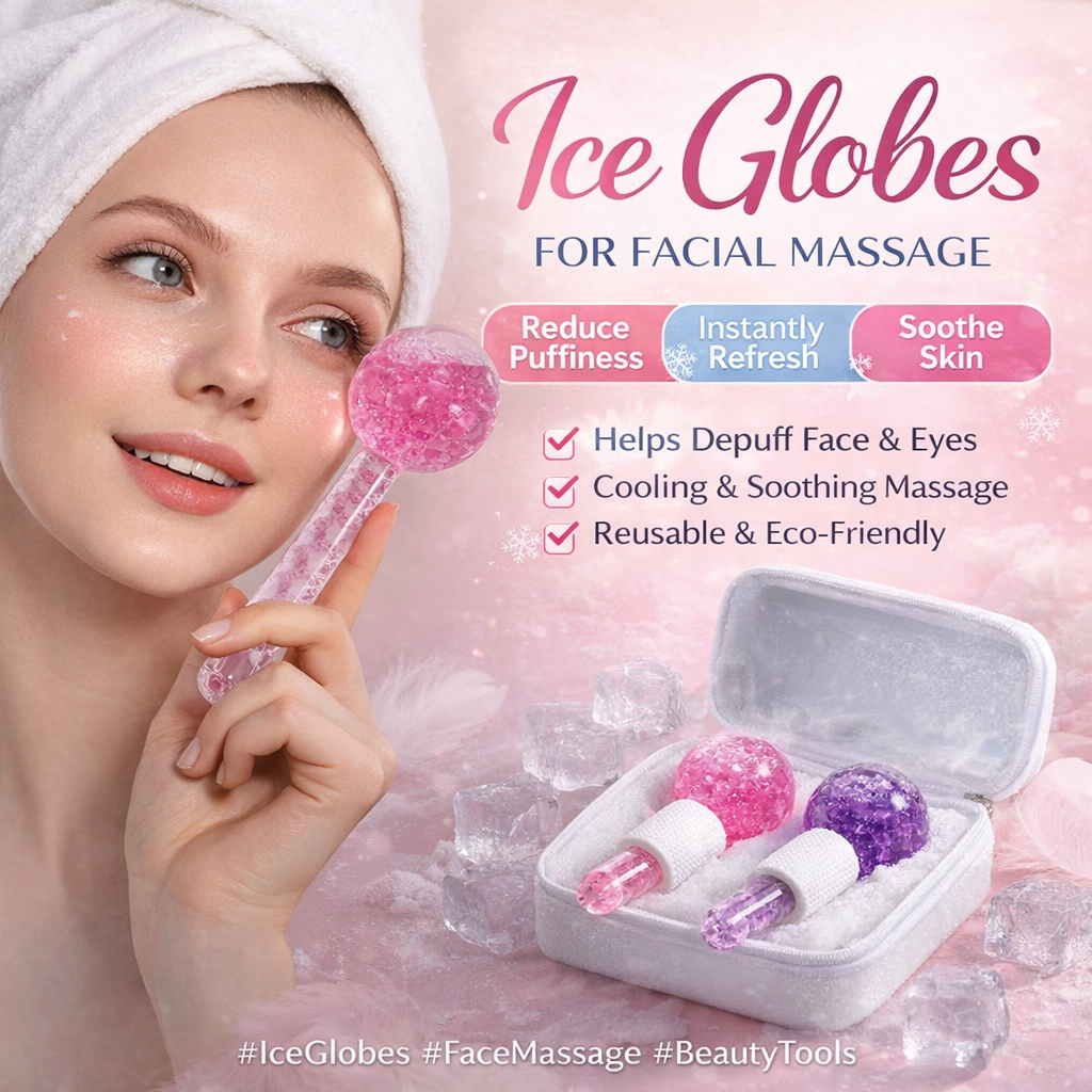 Ice Cooling Facial Globes™ Refreshing & De-Puffing Face Massage Tool Set