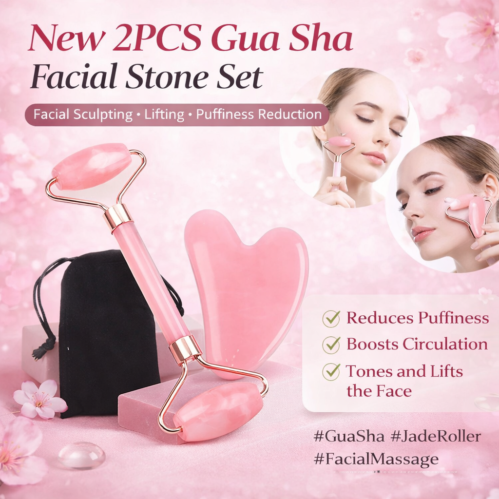 2PCS Gua Sha Facial Stone Set™ Face Sculpting & Puffiness Reduction Skincare Tool