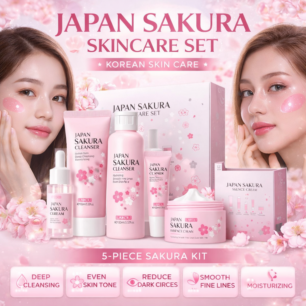 Sakura™ Skin Care 5-Piece Set – Brightening & Anti-Aging Korean Skincare Routine