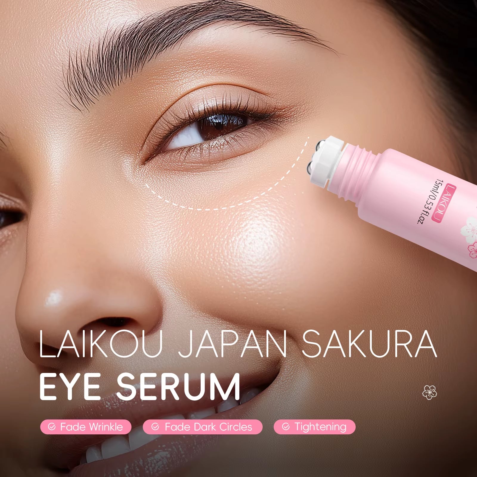 Sakura Anti- Wrinkle Eye Cream with Roller Ball Quick Drying Hydrating Hyaluronic Acid Refreshing Eye Serum 15Ml