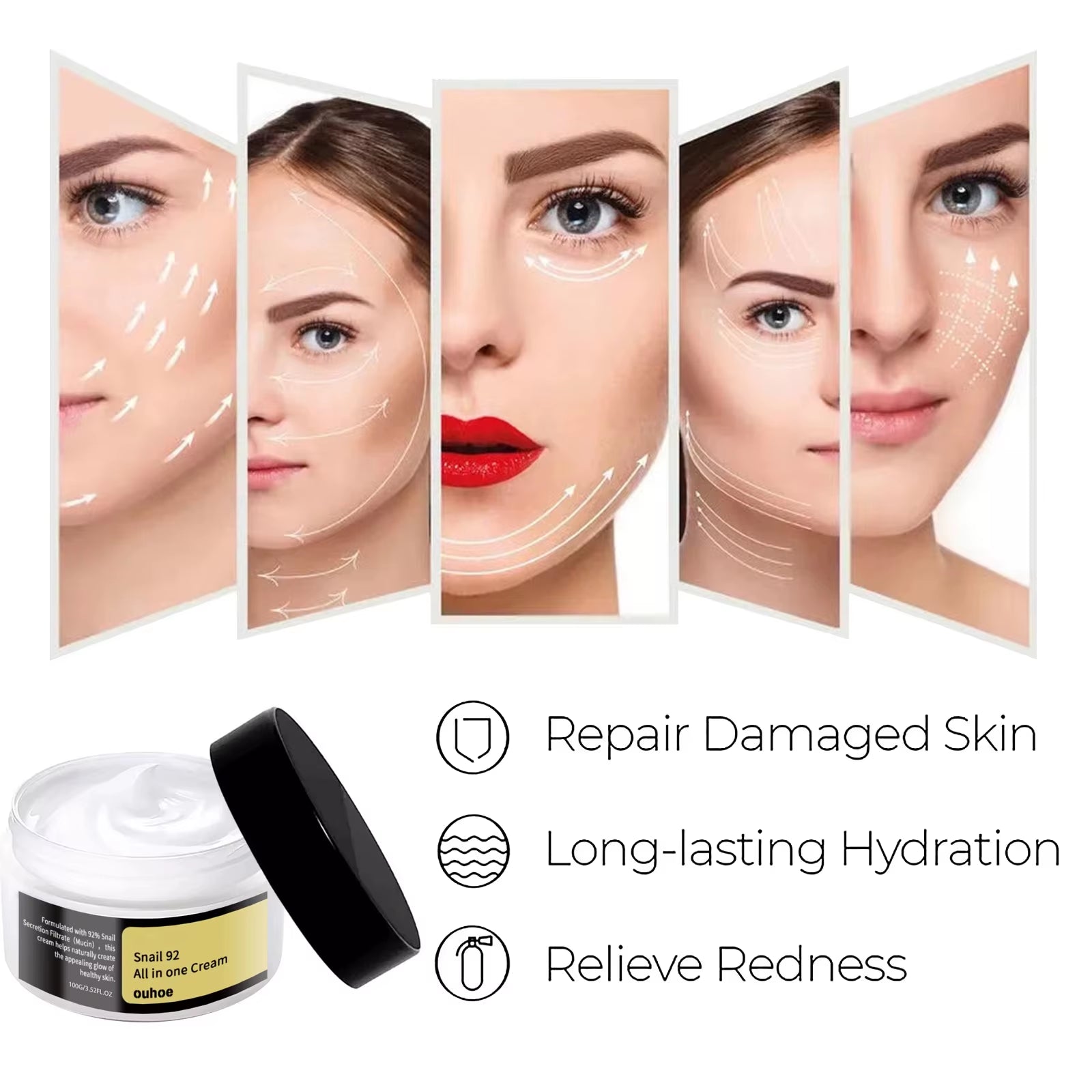 Snail anti Aging Serum Cream Collagen Advanced Moisturizing Firming Tightening Fade Fine Lines Shrink Pores Smooth Skin Care