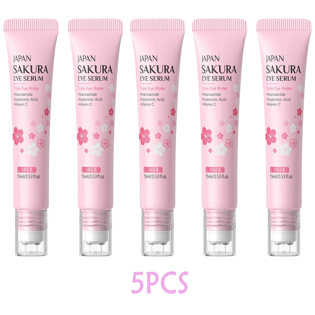 Sakura Anti- Wrinkle Eye Cream with Roller Ball Quick Drying Hydrating Hyaluronic Acid Refreshing Eye Serum 15Ml