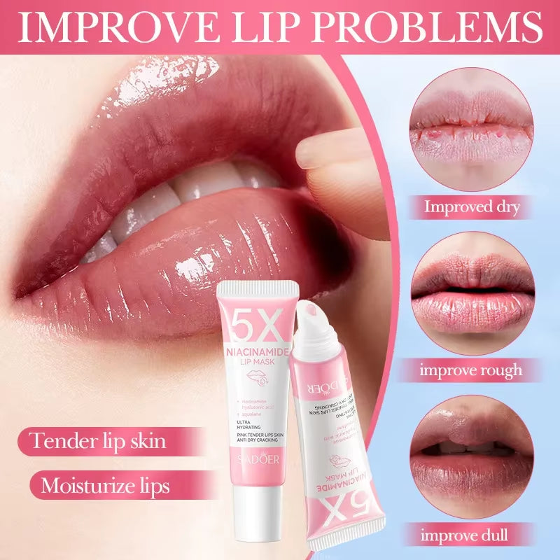 5X Niacinamide Plumping Lip Mask – Intense Hydration & Anti-Dryness for Soft, Pink Lips | Care Chapped Lips Overnig 10G/Pc