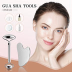 6-Piece Facial Cleansing Tool Set, Including a Stainless Steel Scraping Board, Ice Roller, Cloth Bag, Etc.