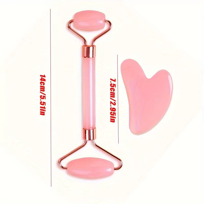 New 2PCS Gua Sha Facial Stone Facial Massager Roller Skin Care Tools Gousha Stone for the Face Roller Gouache Scraper