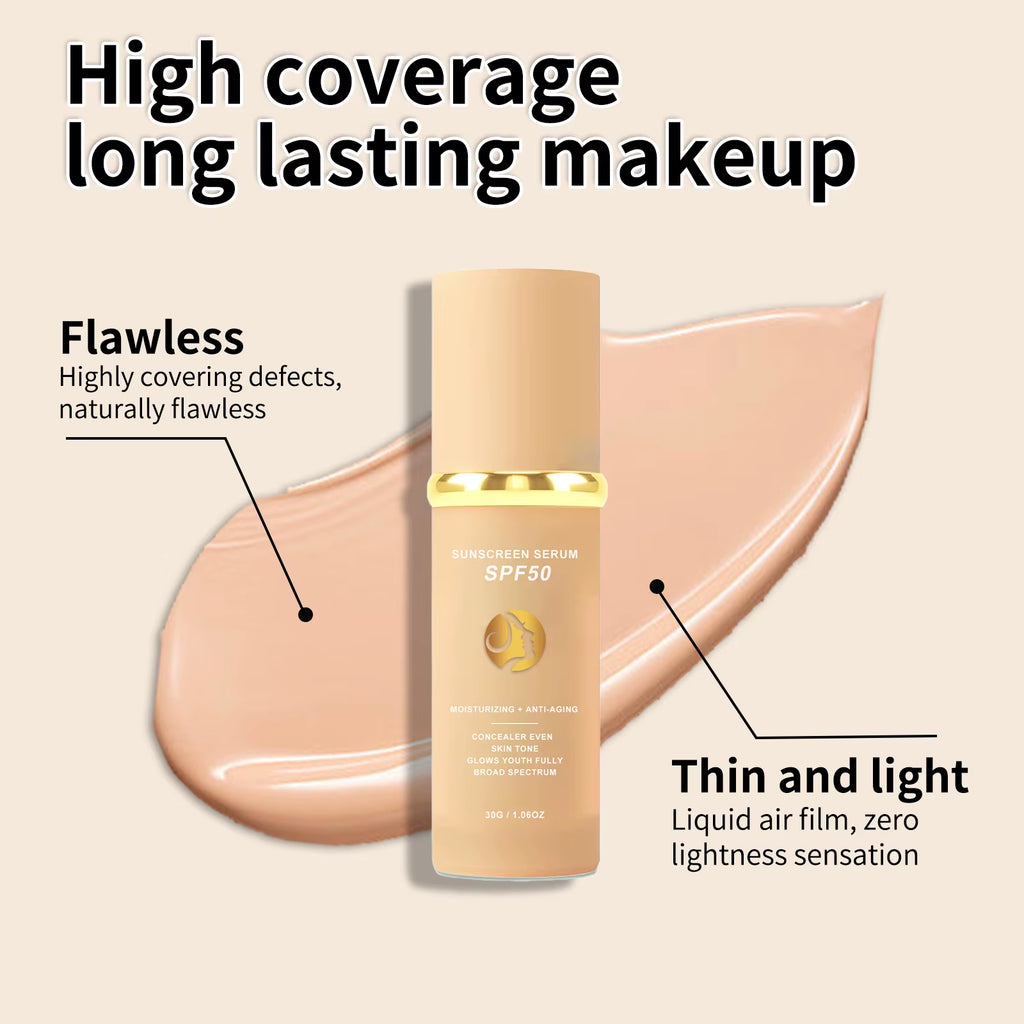 4 in 1 Liquid Foundation Makeup High Full Coverage Concealer Oil-Control SPF50 Long Lasting Waterproof Face Foundation Make Up
