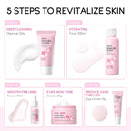 Sakura Kit Skin Care Sets Moisturizing and Reducing Fine Lines Cleansing Pore Product 5-Piece Korean Christmas Gift Set