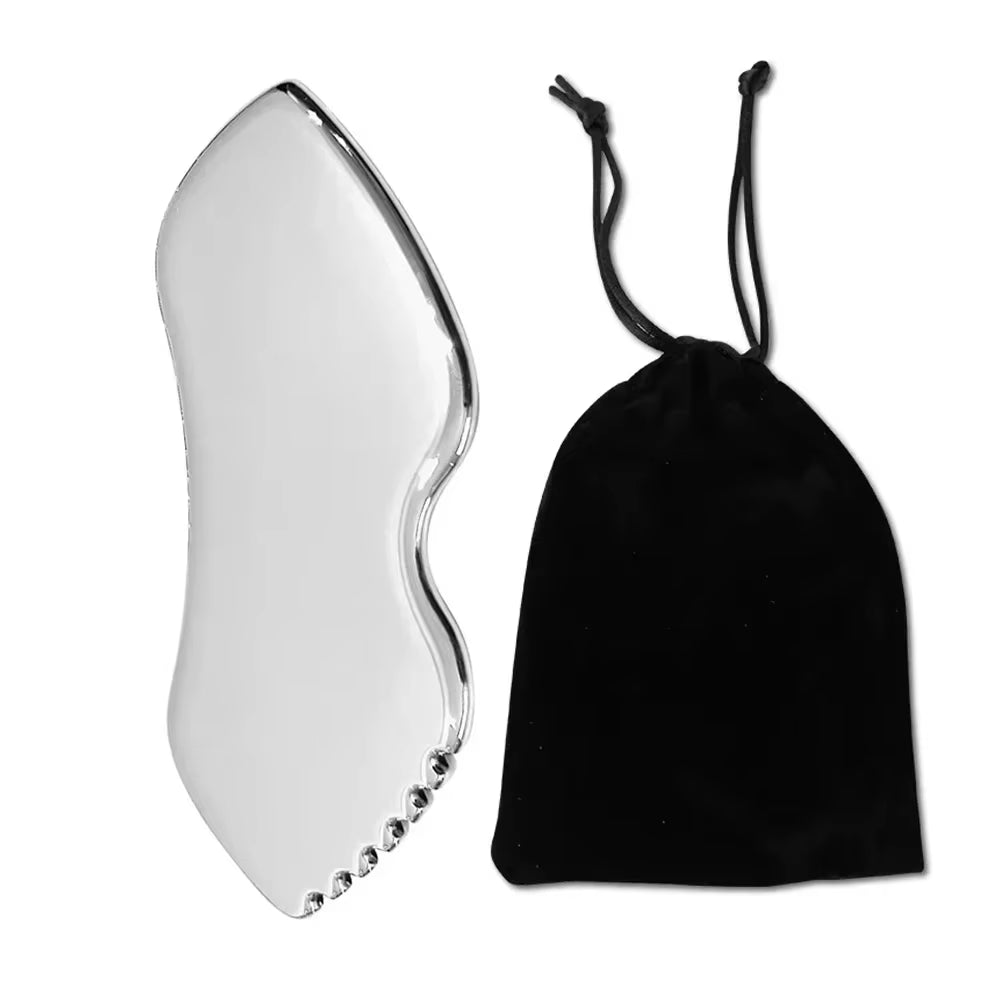 6-Piece Facial Cleansing Tool Set, Including a Stainless Steel Scraping Board, Ice Roller, Cloth Bag, Etc.